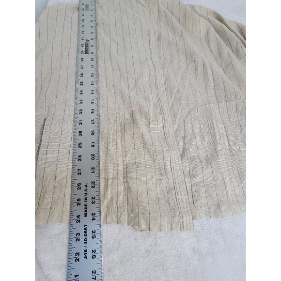 Max Studio Womens Striped Linen-Blend Open Front Jacket Large Ivory New $118 - Picture 9 of 9